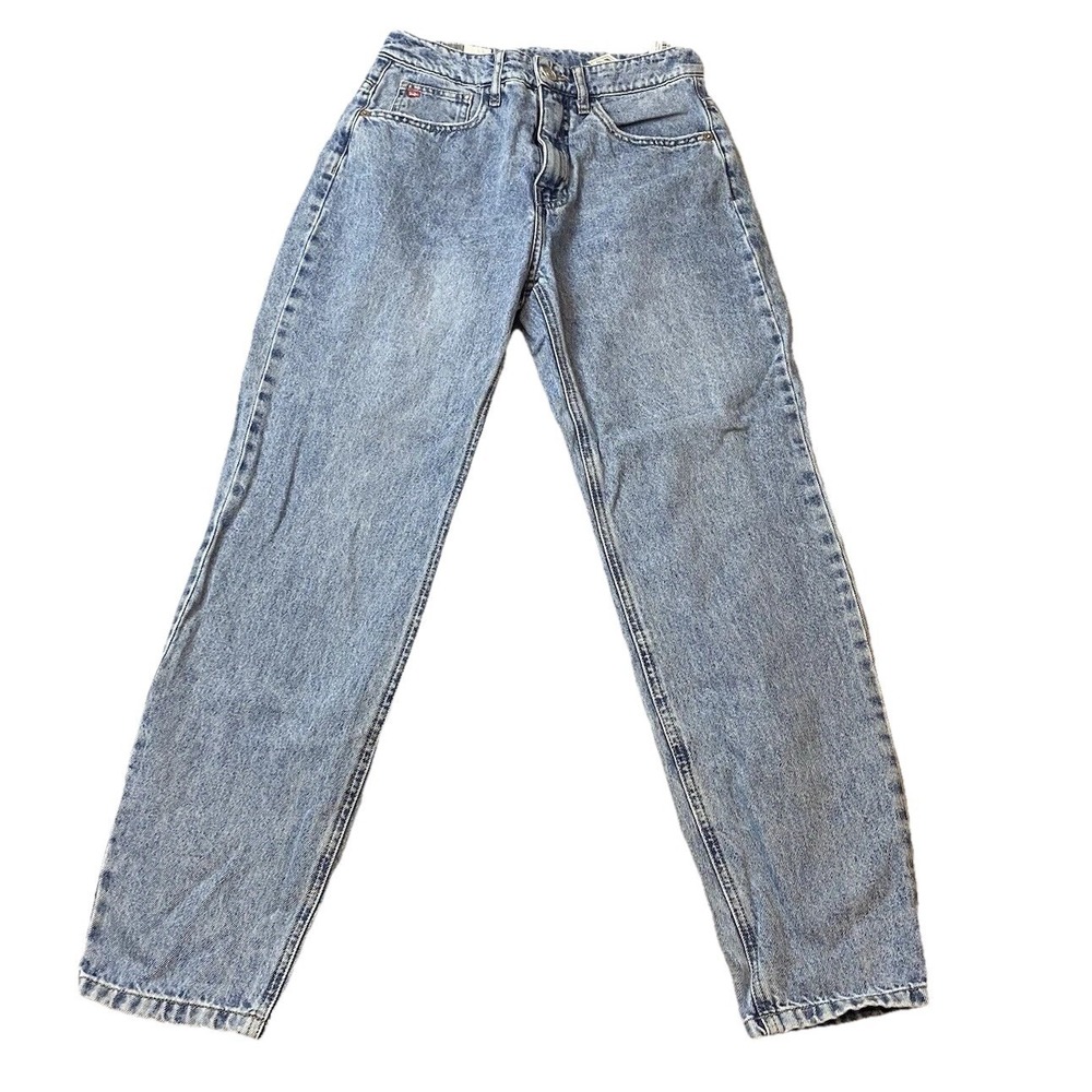 Kids Made Here Womens High Waisted Jeans Straight Leg Made in Peru 25 Light Wash